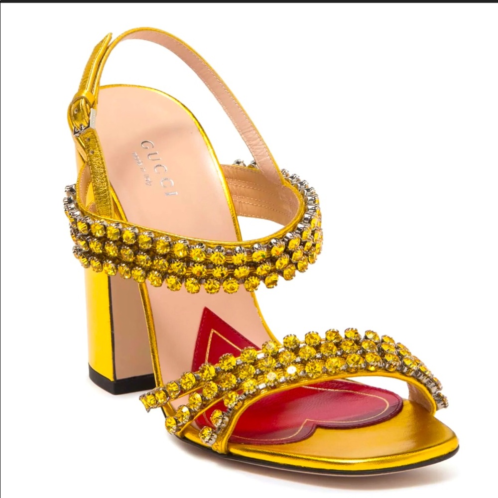 GUCCI Bertie sandals gold rhinestones 41 BNIB